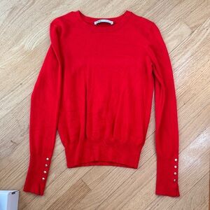 Red Women's Sweater with Button Detail